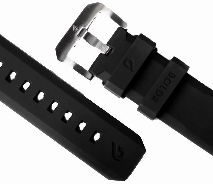 BOLDR Black Druber Rubber Strap 22mm