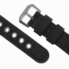 BOLDR Expedition Black Canvas Leather Strap 20mm