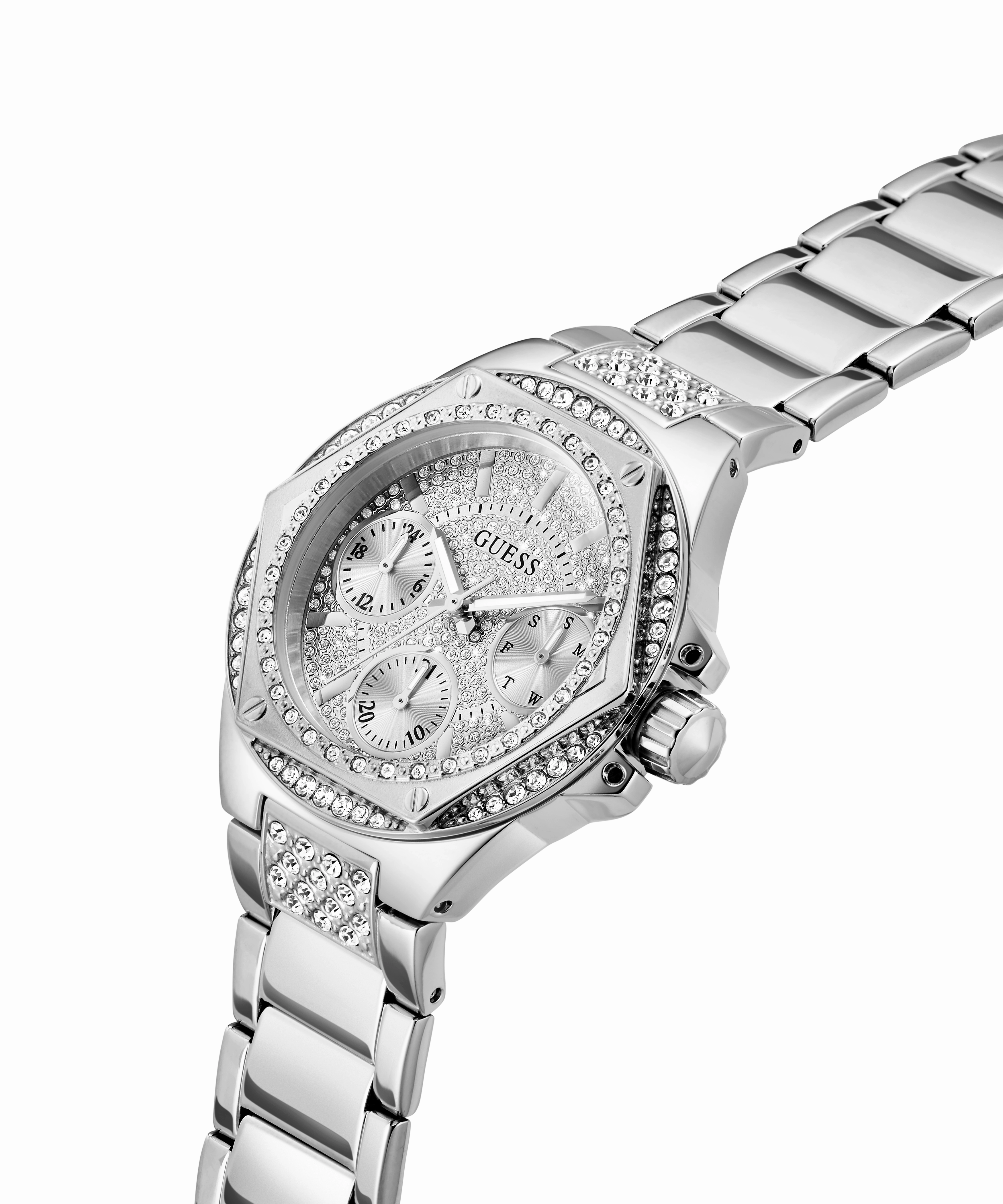 GUESS Ladies Silver Tone Multi-function Watch
