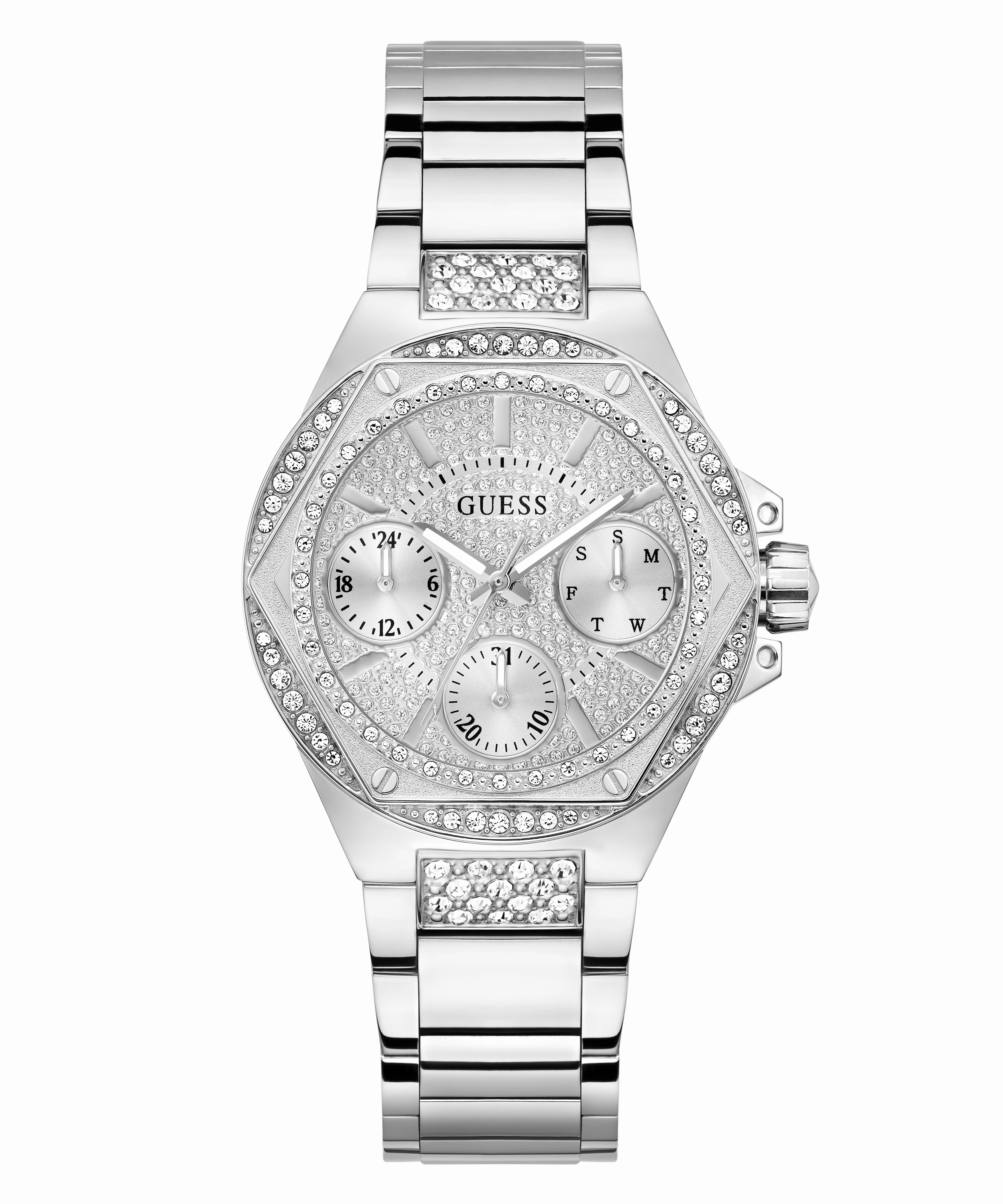 GUESS Ladies Silver Tone Multi-function Watch